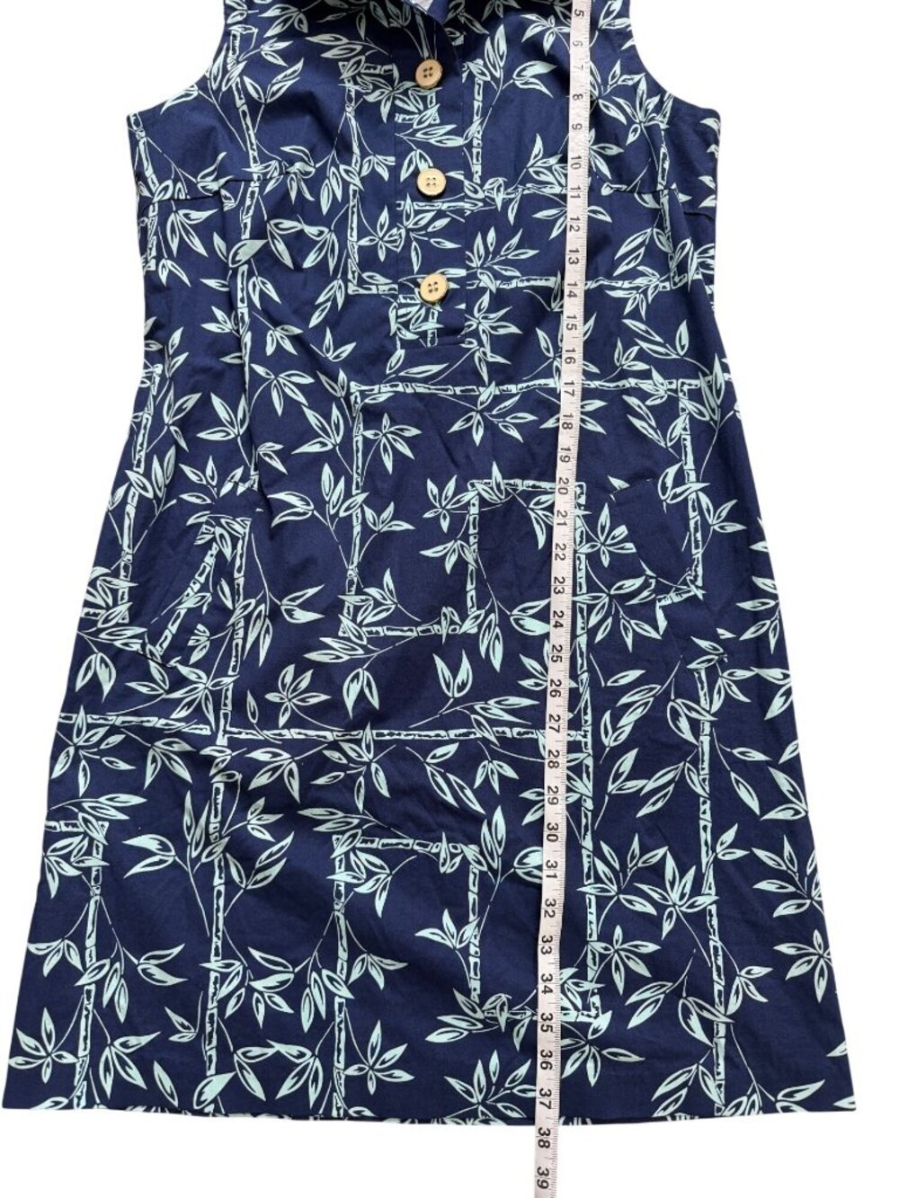 J. McLaughlin Womens Size 10 Shirt Dress Sleeveless Blue Bamboo Print Cotton USA - Picture 6 of 8